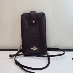 Coach Dark Brown Crossbody Phone Bag
